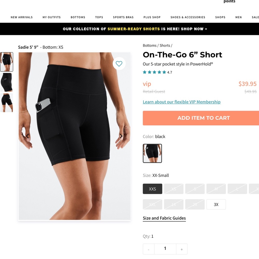 Fabletics NWT On-the-Go shorts, black, Small